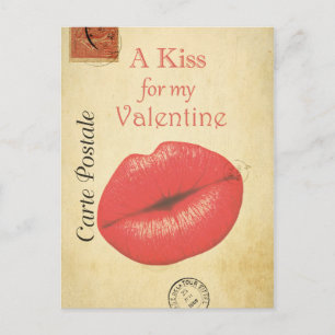Carte Postale Valentine Kiss Postcard