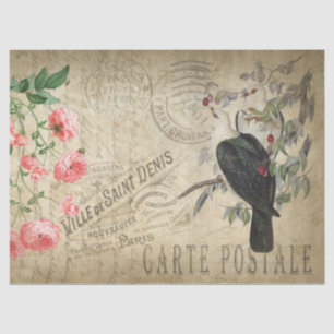 carte postale vintage decoupage tissue paper