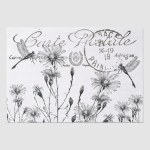 Carte Postale Wildflower Dragonfly Decoupage Craft Tissue Paper