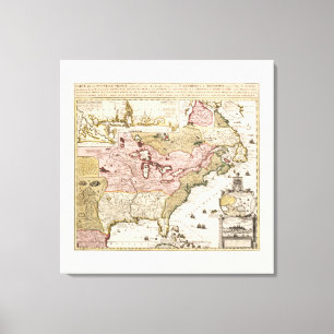 Carte Québec Nouvelle-France Amérique par Français Canvas Print