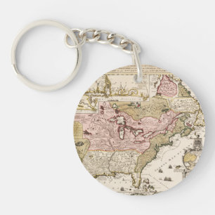 Carte Québec Nouvelle-France Amérique par Français Key Ring