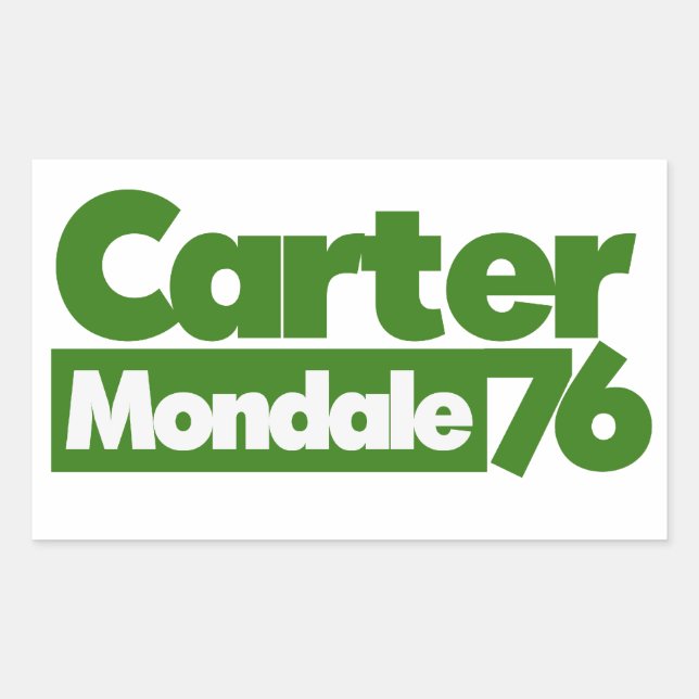Carter Mondale 1976 Retro Politics Rectangular Sticker (Front)