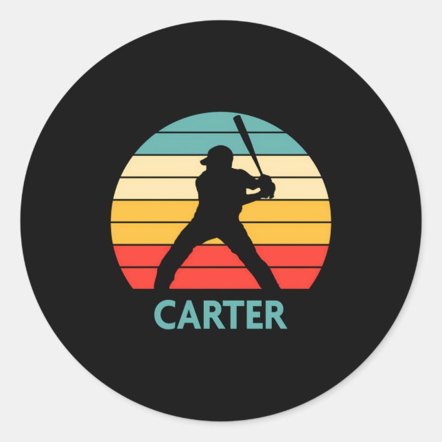 Carter Name Gift Personalized Baseball T Shirt  Classic Round Sticker (Front)