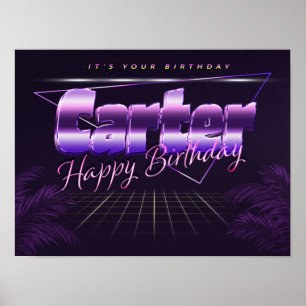Carter Name Vorname lila retro Poster Geburtstag