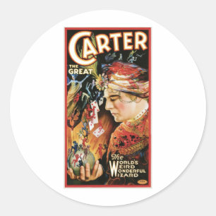 Carter The Great ~ Wizard Vintage Magic Act Classic Round Sticker