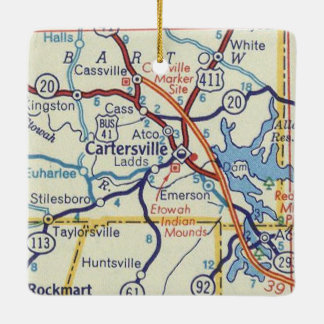 Cartersville GA Vintage Map Ceramic Ornament