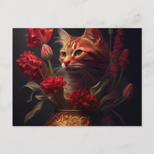 Cartes Postales Cat Fleur Postcard (Front)