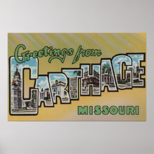 Carthage, Missouri - Large Letter Scenes Poster