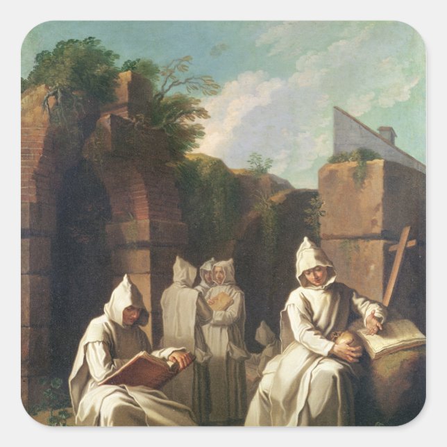 Carthusian Monks in Meditation Square Sticker (Front)