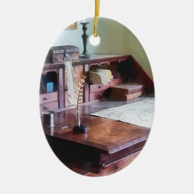 Cartographer's Desk Ceramic Tree Decoration (Front)