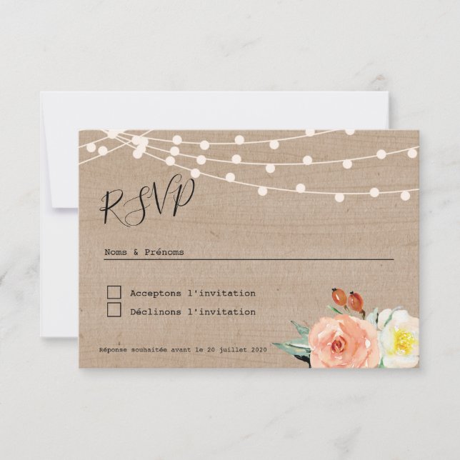 Carton réponse RSVP Champêtre Guinguette Card (Front)