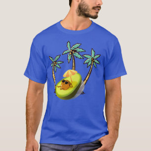 cartoo avocado in the beach with sunglasses T-Shirt