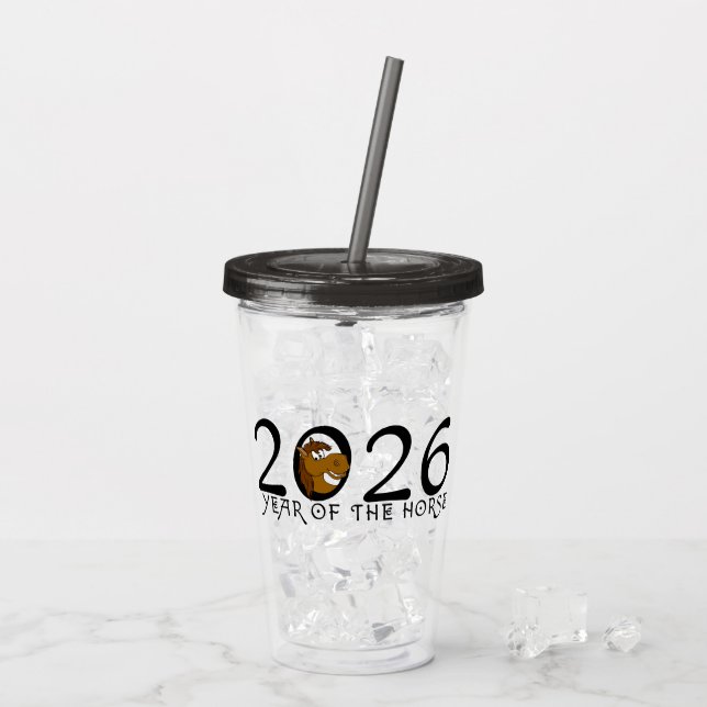 Cartoon 2026 Chinese New Year of Horse Acrylic Tumbler (Back Ice)