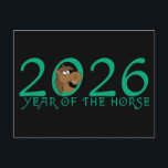 Cartoon 2026 Chinese New Year of Horse Postcard<br><div class="desc">2026 is the year of the horse! Celebrate with this design featuring "2026" and a cute cartoon horse in the 0.</div>