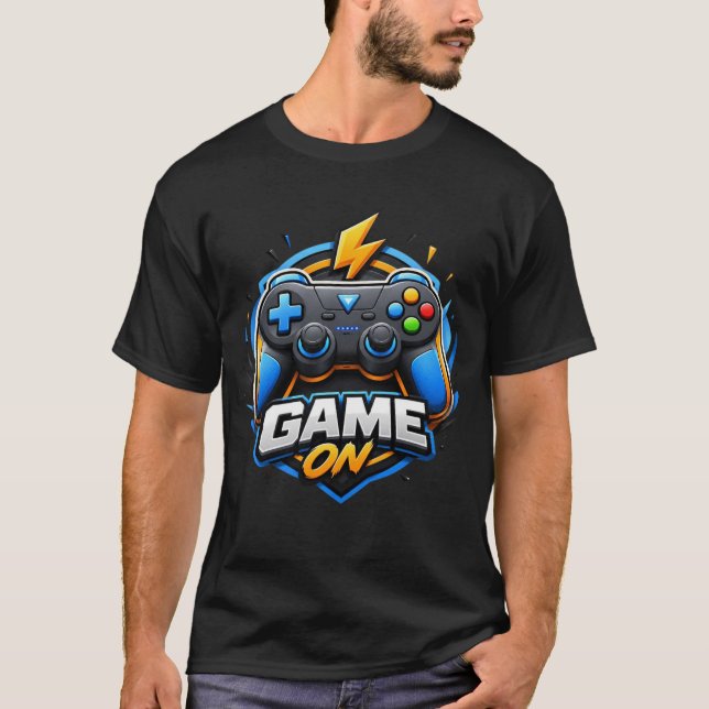 Cartoon 3D Gaming Controller Logo T-Shirt Design (Front)
