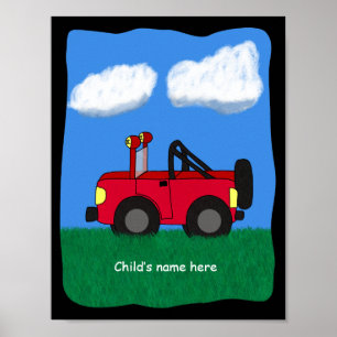 Cartoon 4 Wheel Drive Sport Utility Vehicle Poster
