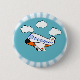 Cartoon Aeroplane 6 Cm Round Badge