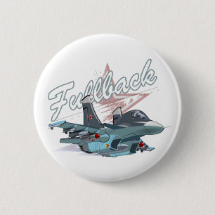 Cartoon aeroplane 6 cm round badge