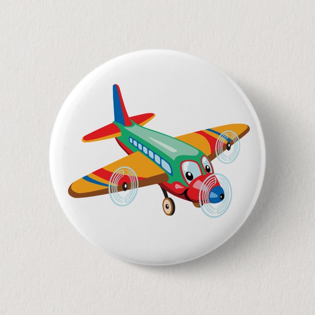 cartoon aeroplane 6 cm round badge (Front)