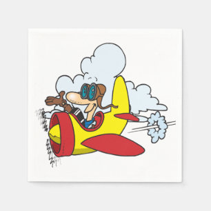 Cartoon Aeroplane And Pilot Paper Napkins