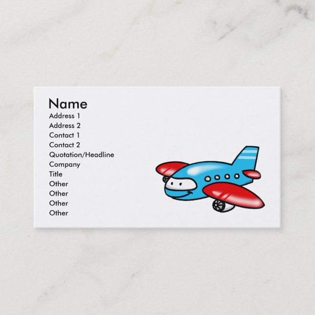 cartoon aeroplane business card (Front)