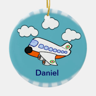Cartoon Aeroplane Ceramic Tree Decoration