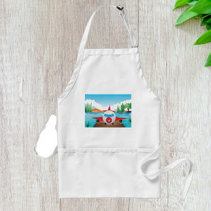 Cartoon Aeroplane on Lake Dock Fun Travel Adventur Standard Apron
