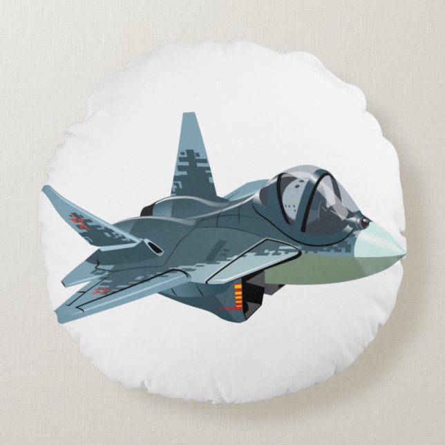 Cartoon aeroplane round cushion (Front)