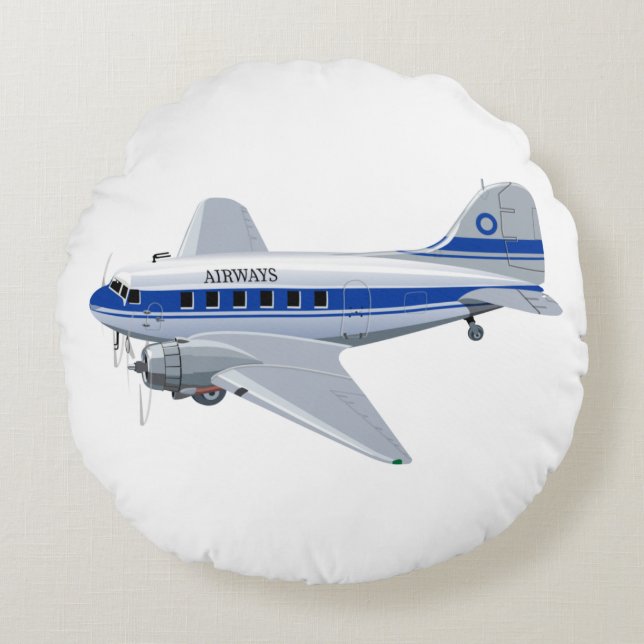 Cartoon aeroplane round cushion (Front)