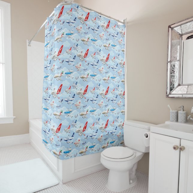 Cartoon aeroplanes shower curtain (In Situ)