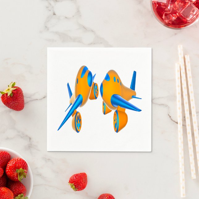 Cartoon Aeroplanes Vibrant Orange and Blue  Napkin (Creator Uploaded)