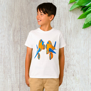 Cartoon Aeroplanes Vibrant Orange and Blue T-Shirt