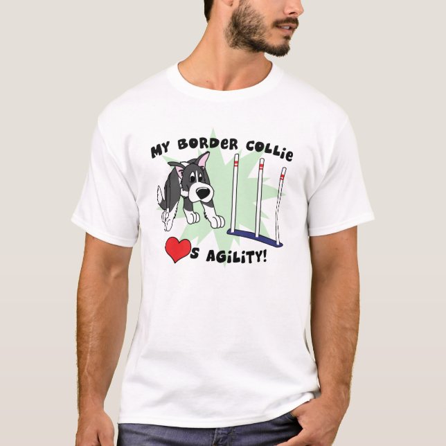 Cartoon Agility Border Collie Tee Shirt (Front)