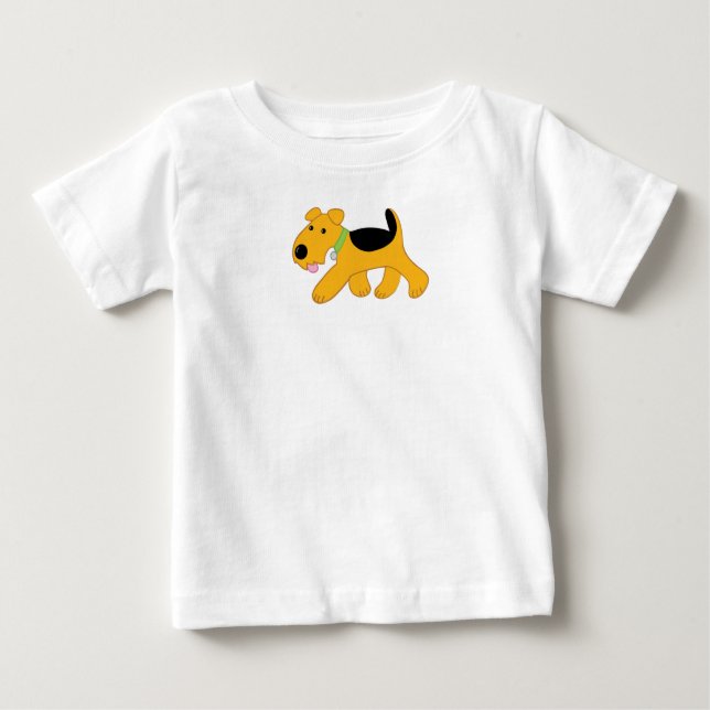 Cartoon Airedale Terrier Baby Fine Jersey T-Shirt (Front)
