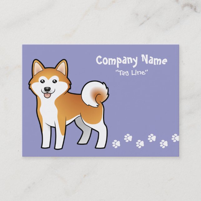 Cartoon Akita Inu / Shiba Inu Business Card (Front)
