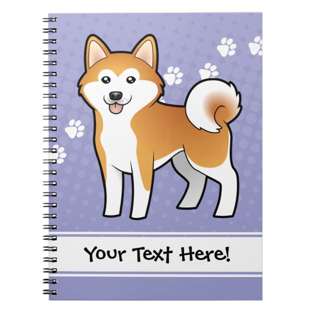 Cartoon Akita Inu / Shiba Inu Spiral Notebook (Front)