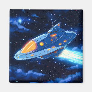 Cartoon Alien Spaceship Magnet