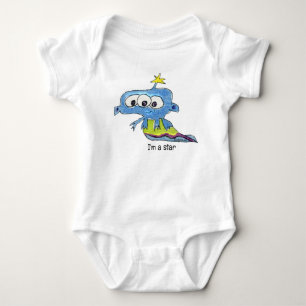 Cartoon alien star baby bodysuit