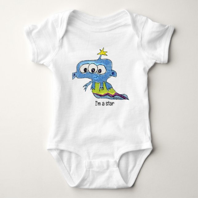 Cartoon alien star baby bodysuit (Front)