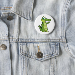 Cartoon Alligator Background 6 Cm Round Badge