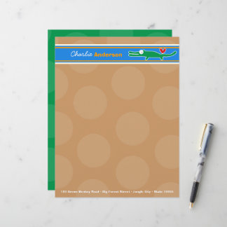 Cartoon Alligator Fun Personal Custom Letterhead