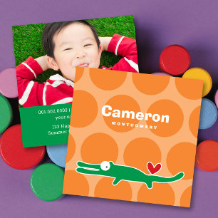 Cartoon Alligator Kid Profile Photo Calling Card