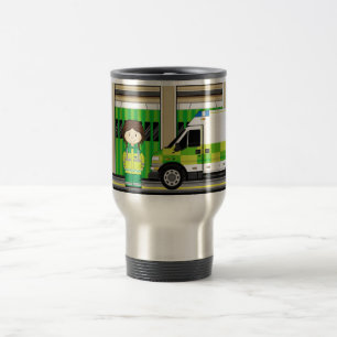 Cartoon Ambulance and EMT Travel Mug