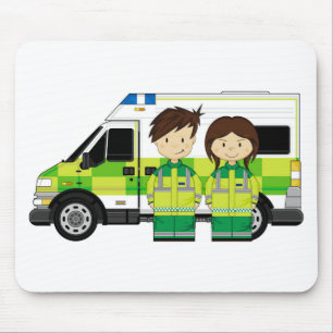 Cartoon Ambulance and EMT's Mouse Pad