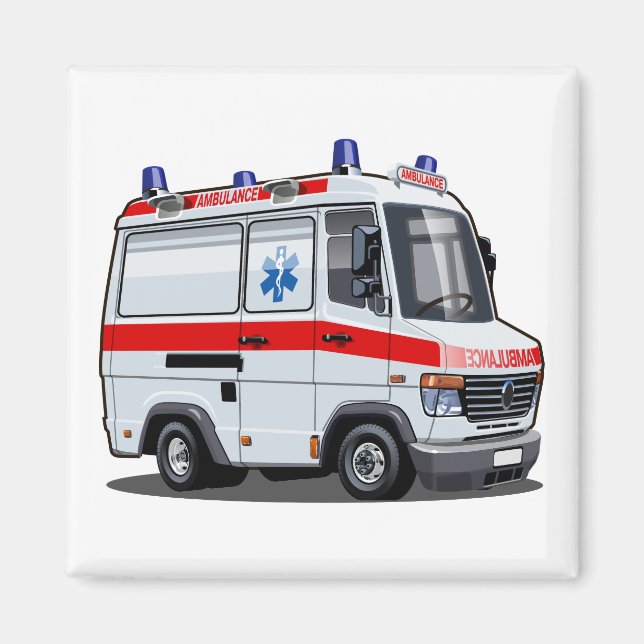 Cartoon Ambulance Car Magnet (Front)