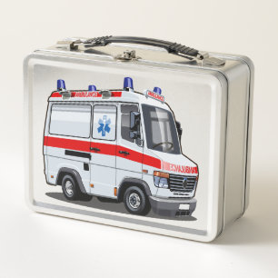 Cartoon Ambulance Car Metal Lunch Box