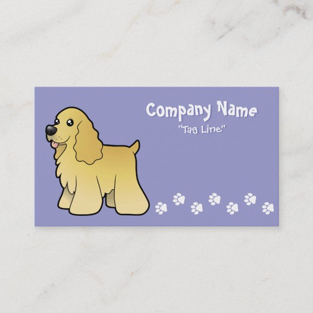Cartoon American Cocker Spaniel Business Card (Front)