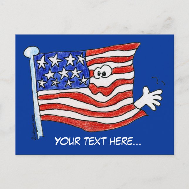 Cartoon American Flag Postcards (Front)