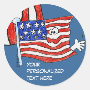 Cartoon American Flag Stickers