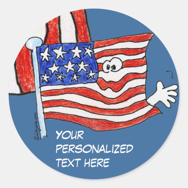 Cartoon American Flag Stickers (Front)